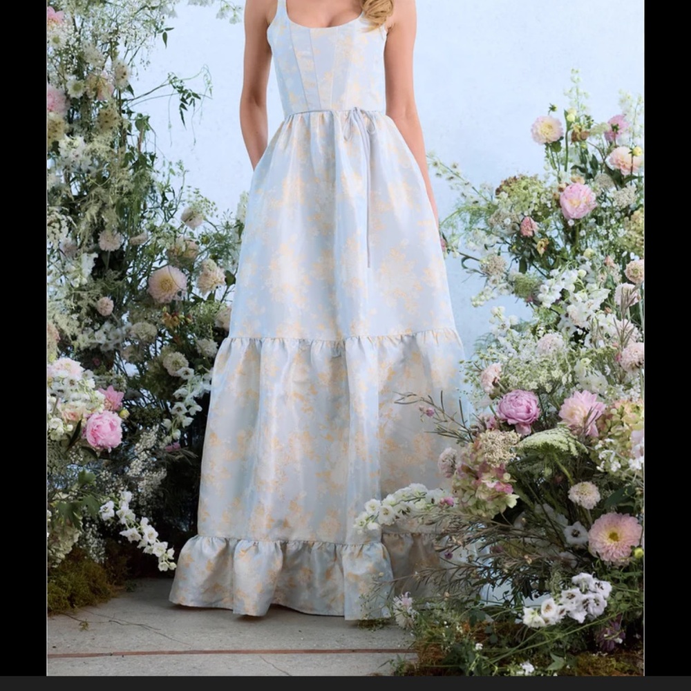 JJs House Light Blue Floral Maxi Dress NEVER WORN